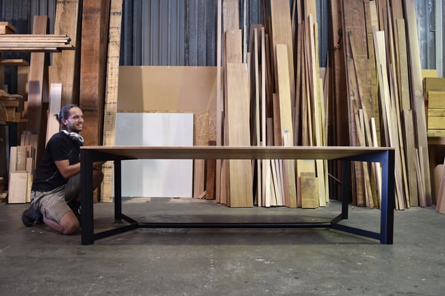 WEDGE DINING TABLE IN TORCHED TASMANIAN OAK