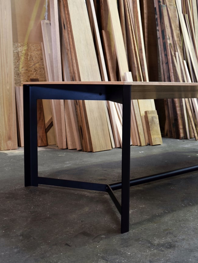 WEDGE DINING TABLE IN TORCHED TASMANIAN OAK