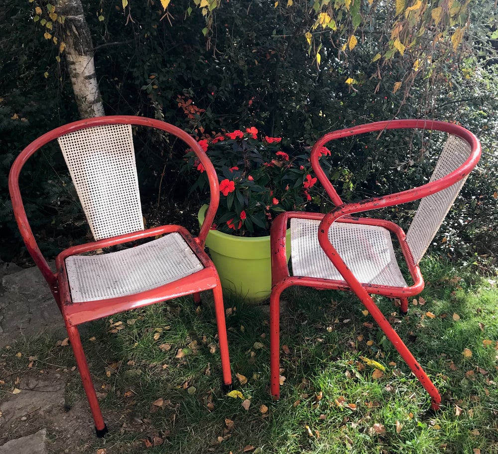 Image of Très rares fauteuils Tolix en tôle perforée