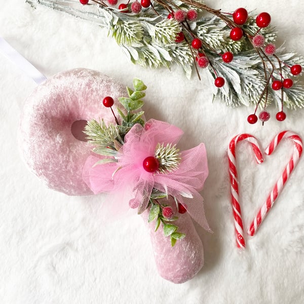 Image of Stuffed candy canes with faux foliage
