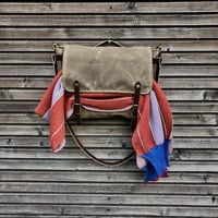 Image 1 of Messenger bag in waxed canvas / Musette / bicycle handle bar bag 