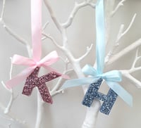 New Baby Hanging Glitter Resin Initial, Initial Tree Decoration, Letter Tree Decoration, Personalise