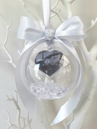 Image 1 of 8cm Beautiful Personalised Baby Scan Ornament,Crystal filled Bauble,Bumps First Christmas Bauble