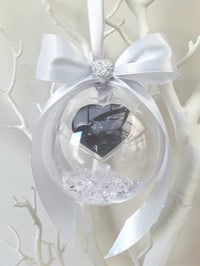 Image 2 of 8cm Beautiful Personalised Baby Scan Ornament,Crystal filled Bauble,Bumps First Christmas Bauble