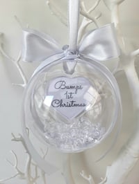 Image 2 of 8cm Beautiful Personalised Baby Scan Ornament,Crystal filled Bauble,Bumps First Christmas Bauble