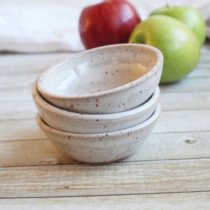 Image of Three Rustic Prep Bowls in Speckled Brown Stoneware, Handmade Pottery Bowls, Made in USA