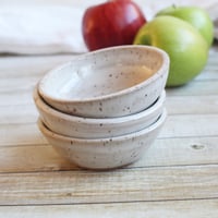 Image 4 of Three Rustic Prep Bowls in Speckled Brown Stoneware, Handmade Pottery Bowls, Made in USA