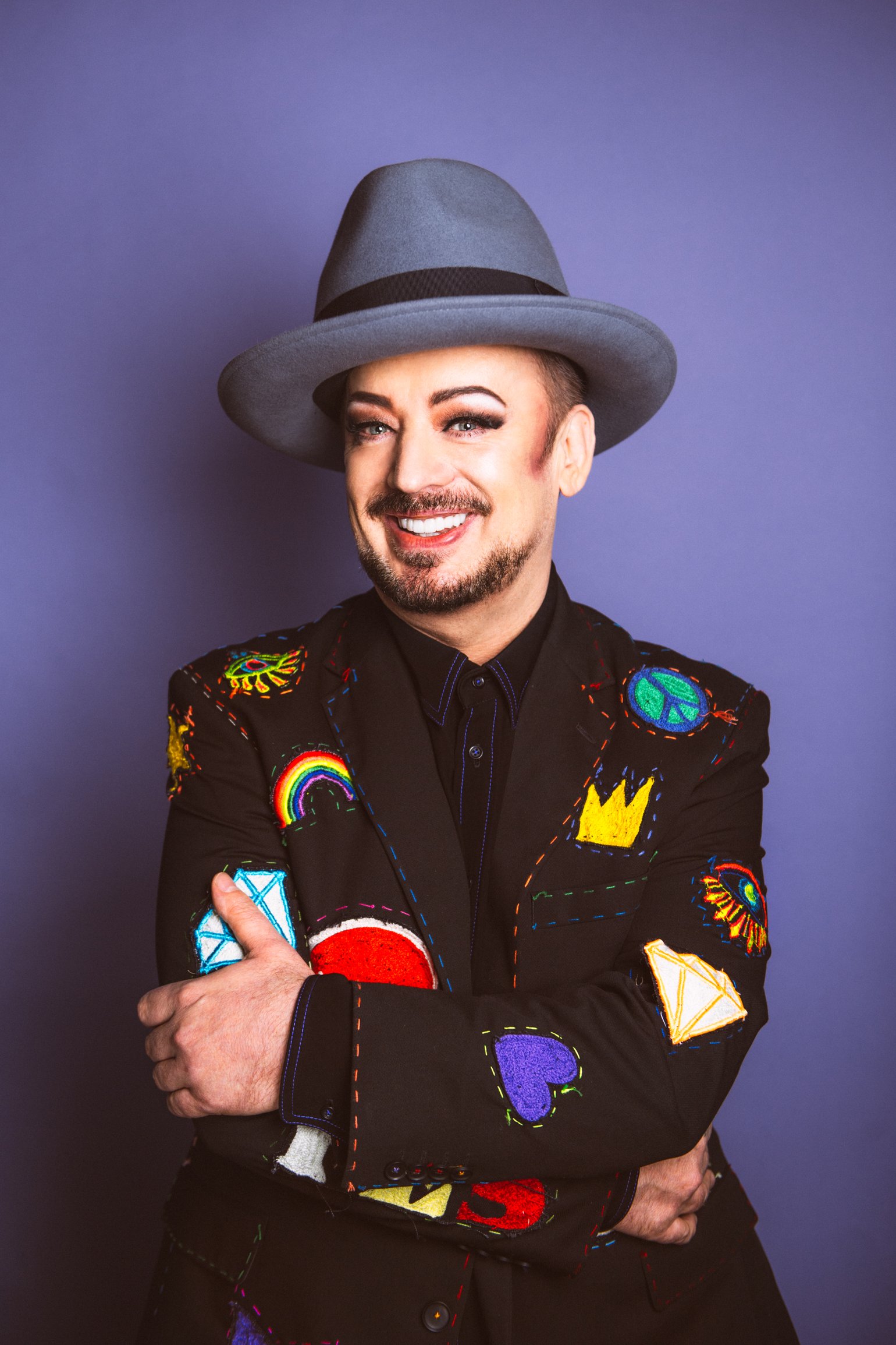 Image of Boy George on lilac