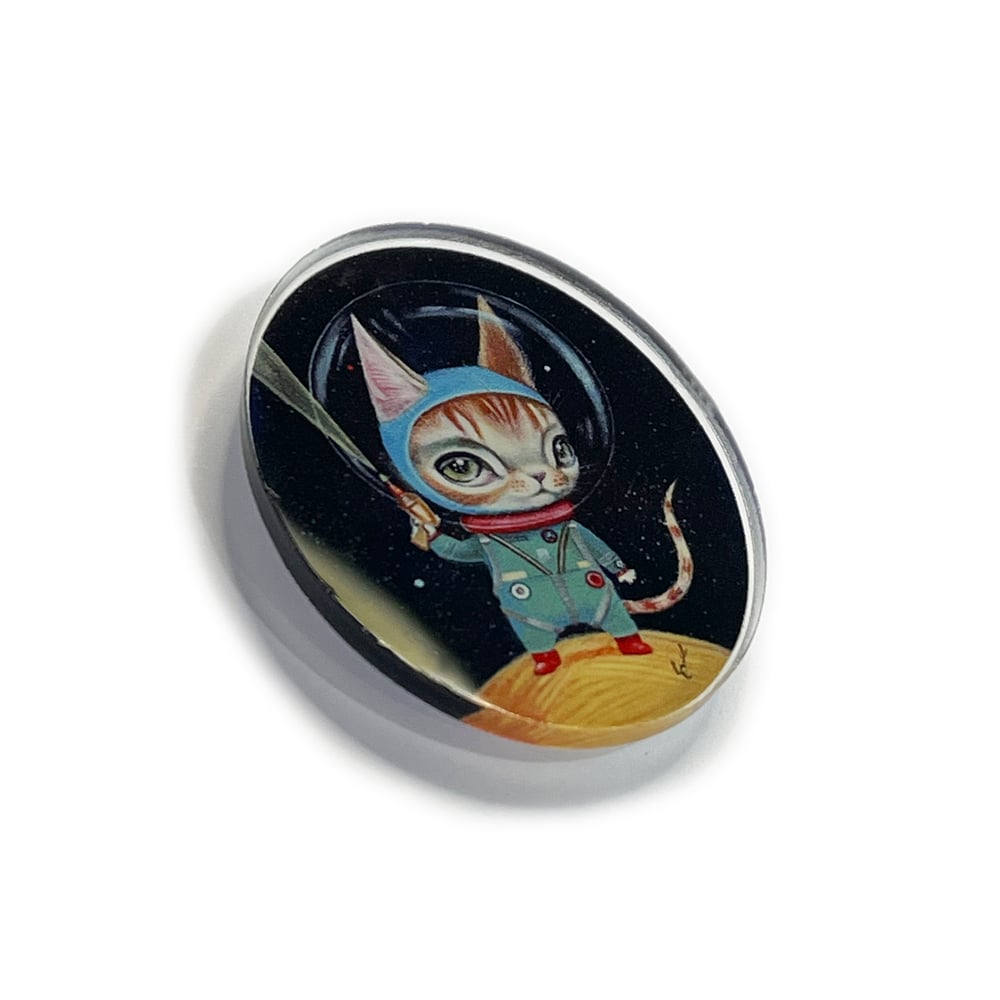 Image of Laser Gun Space Cat (acrylic pin)