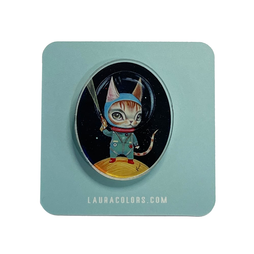Image of Laser Gun Space Cat (acrylic pin)