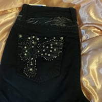 Image 1 of Black Jeweled Cross Jeans 