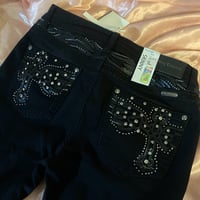 Image 4 of Black Jeweled Cross Jeans 