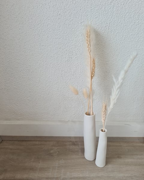 Image of Set of 2 White ceramic vases by tea4twoart. 