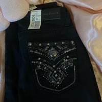 Image 1 of Black  Rhinestoned Jeans 