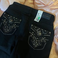 Image 2 of Black  Rhinestoned Jeans 