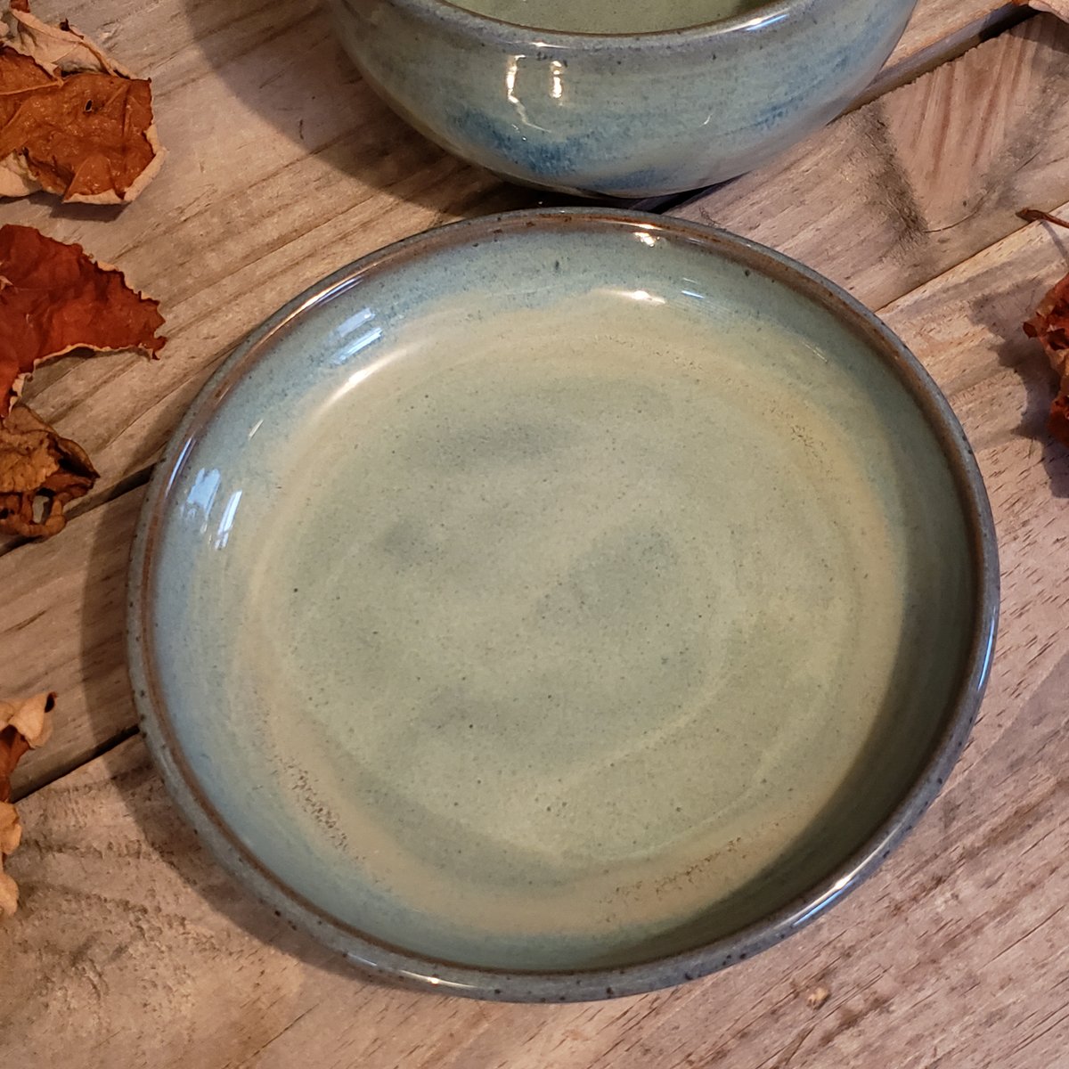 Image of 2-piece set - Deep Bowl and Plate: Glacial Waters (Turquoise)