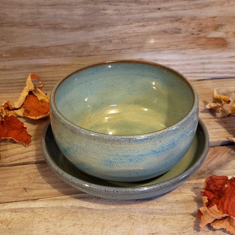 Image of 2-piece set - Deep Bowl and Plate: Glacial Waters (Turquoise)