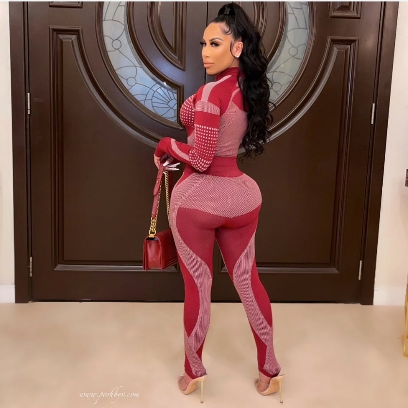 Red Seamless Long Sleeve Top & Leggings 