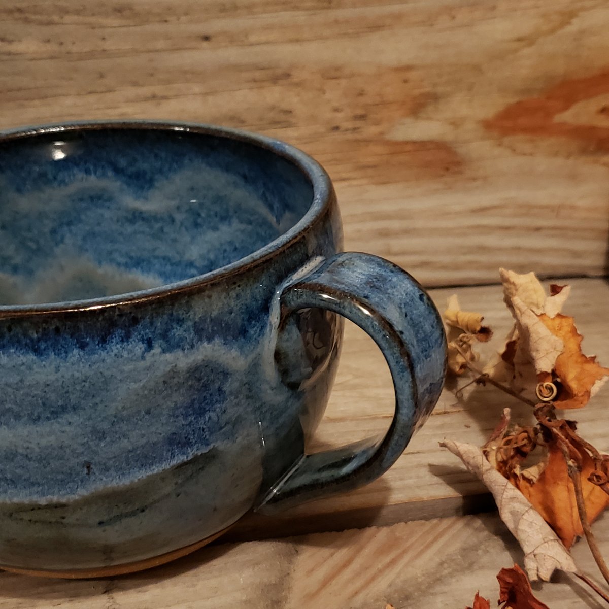 Image of Countertop-worthy Batter Bowl 4 cup with Chirpy Bird Pitcher: Blue Skies (Indigo)