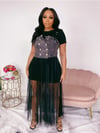 Soild Skirt Dress with Tulle Maxi Top
