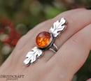 Image 3 of Amber Oak Leaves Ring Size 7,5