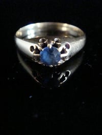 Image 1 of VICTORIAN 18CT OLD CUT  NATURAL SAPPHIRE GYPSY RING