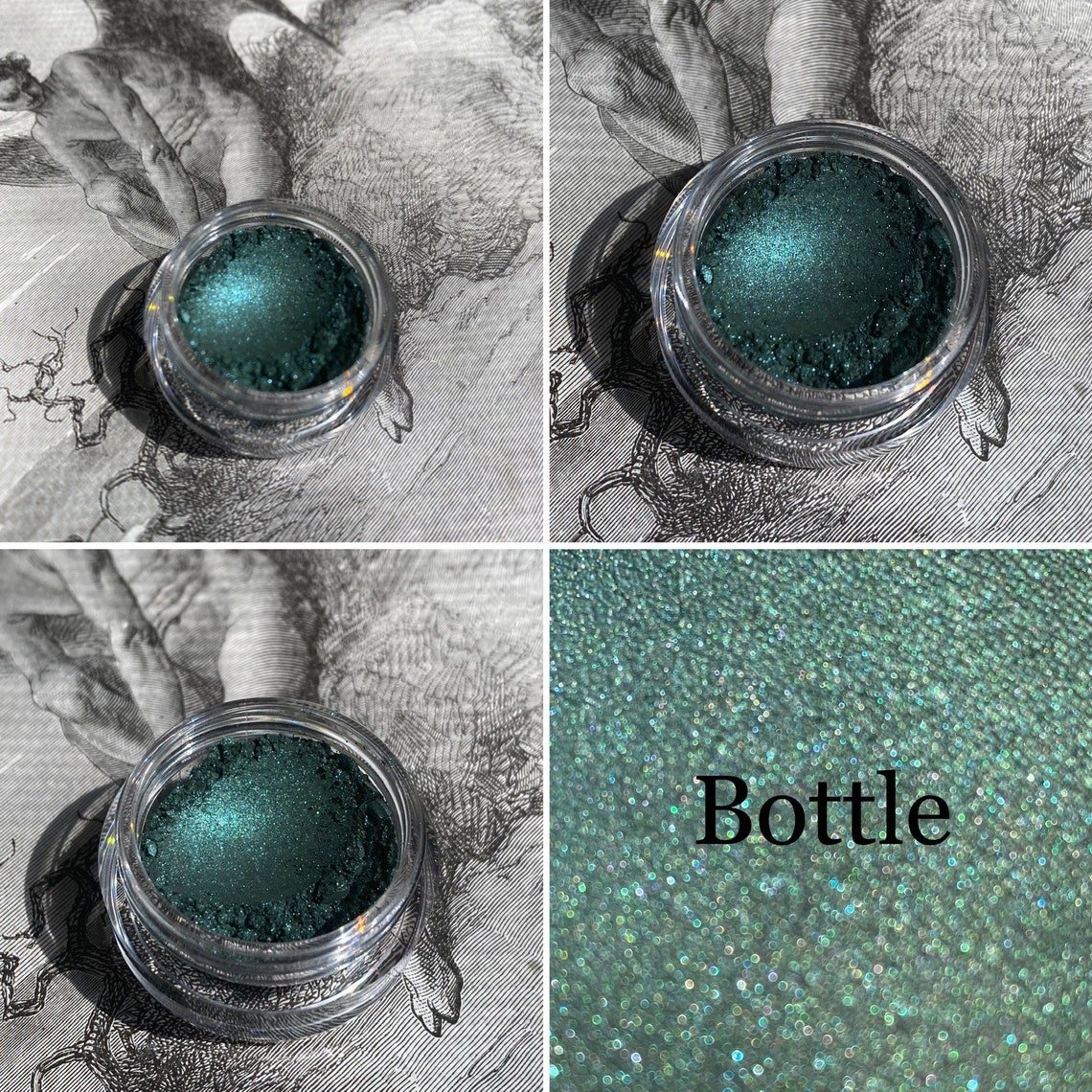 Image of Bottle - Metallic Peacock Emerald Green Eyeshadow - Vegan Makeup Goth Gothic