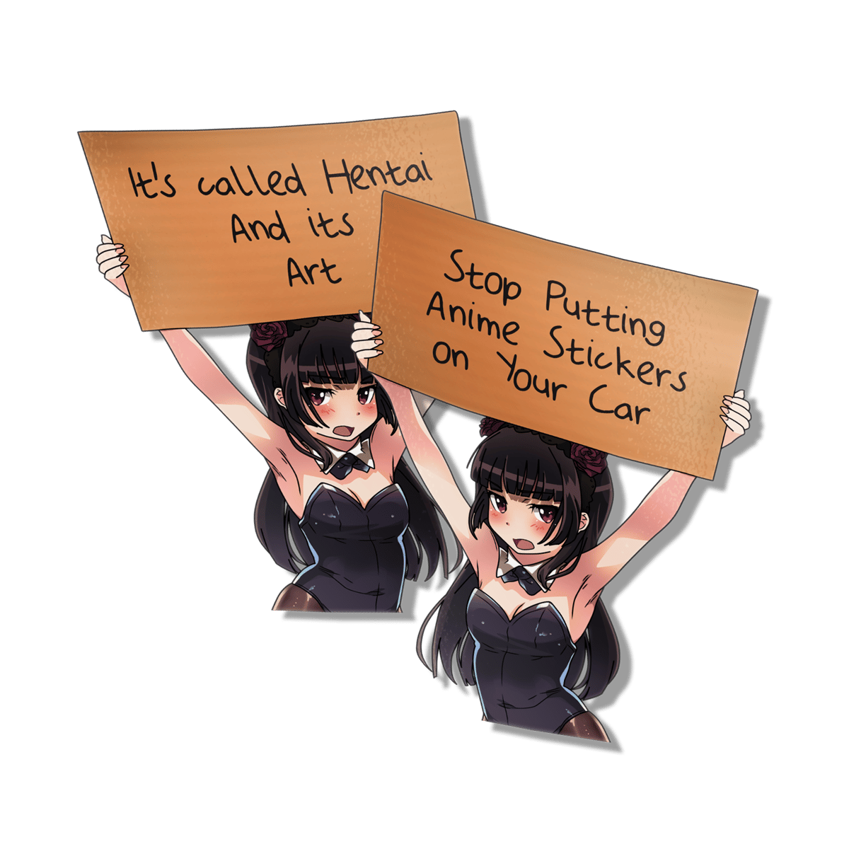 Image of Dudette With Sign Sticker