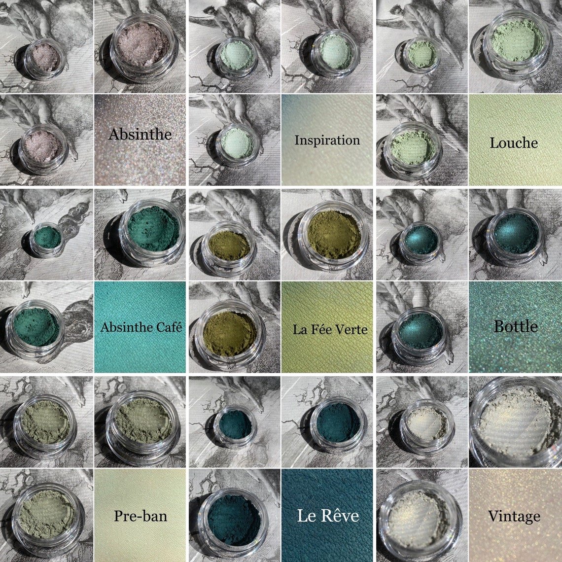 Image of Absinthe: Emerald Seduction Eyeshadow Set - Collection of 10 Eyeshadows