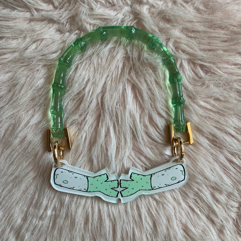 Image of Lactose Spotted Negi Sparkly Green Onion Necklace