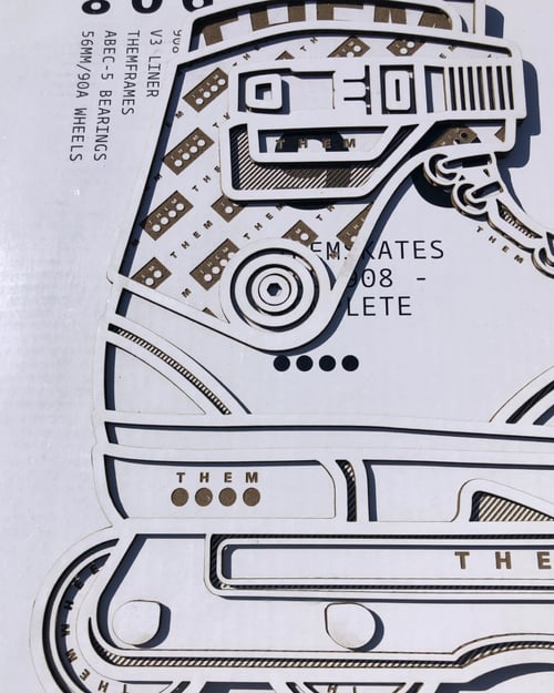 Image of Them Skates "908 White" Laser Cut & Engraved Skate Box