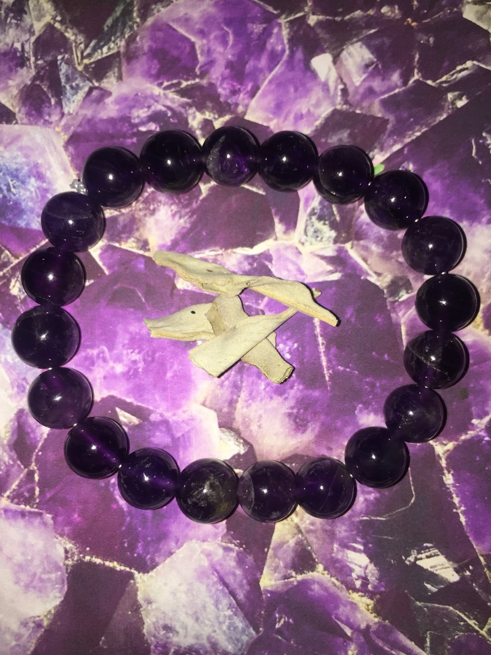 Image of Amethyst Crystal/Stone Bead Bracelet (10MM)