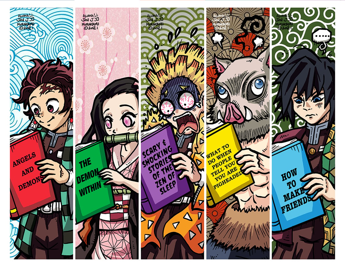 Demon Slayer Bookmarks Printable