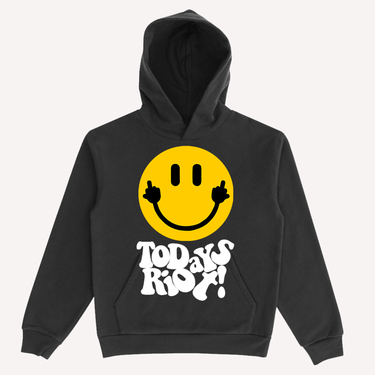 TODAYS RIOT SMILEY HOODIE (BLACK)