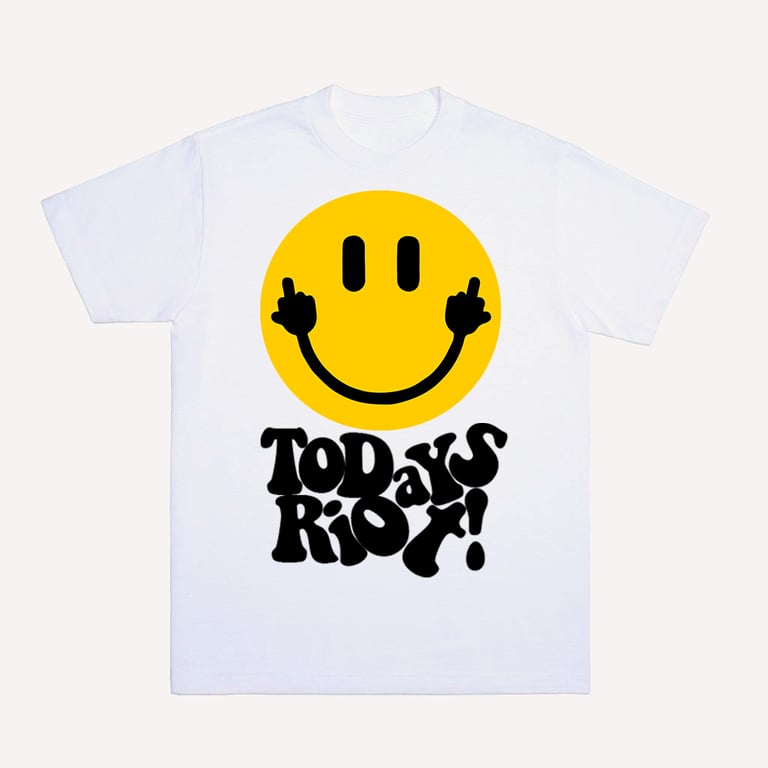 TODAYS RIOT SMILEY T-SHIRT (WHITE)