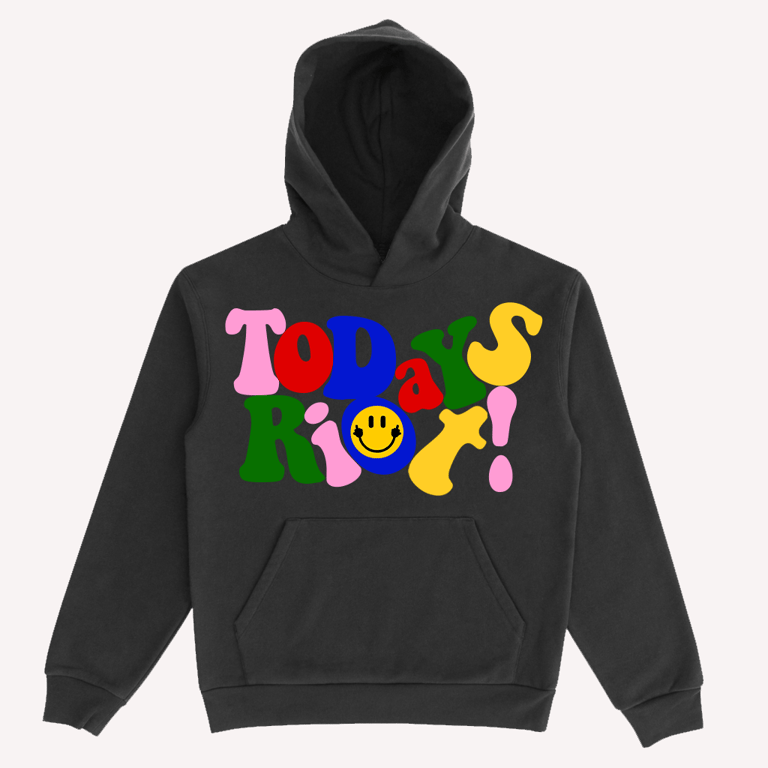 TODAYS RIOT RAINBOW HOODIE (BLACK)