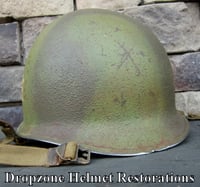 Image 4 of WWII M2 Dbale Airborne Helmet 509th PIB Paratrooper Front Seam 