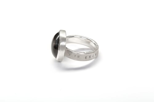 Image of " Growing high" Teddy-bear’s silver ring with photo, rock crystal · IN EXCELSITATEM NASCI · 