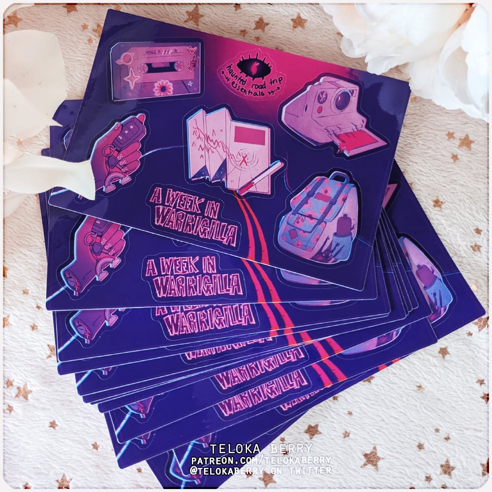 Image of haunted road trip essentials sticker sheet