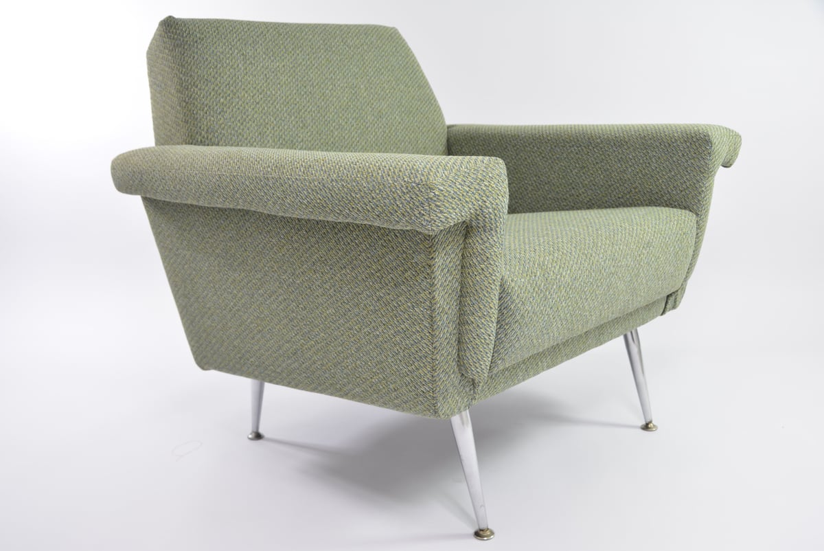 Image of Fauteuil carrée chiné bleu et vert