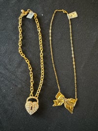 Image 3 of Bow & Lock Heart Necklace 