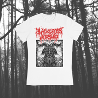 Image 3 of BLACK CROSS WORSHIP THRASH GOAT WHITE T-SHIRT