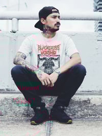 Image 4 of BLACK CROSS WORSHIP THRASH GOAT WHITE T-SHIRT