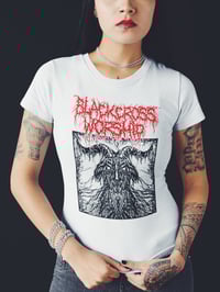 Image 5 of BLACK CROSS WORSHIP THRASH GOAT WHITE T-SHIRT
