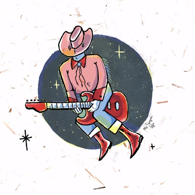 Cowboy volador guitarrista nocturno