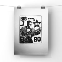 Image 1 of Bo Diddley. Big Bad Bo. Hand Made. Original A4 linocut print. Limited/signed.