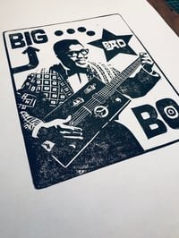 Image 2 of Bo Diddley. Big Bad Bo. Hand Made. Original A4 linocut print. Limited/signed.