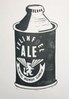 Felinfoel Ale. No.1 can.  Original A3. linocut print. Limited and Signed. Art.