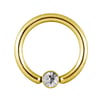 Swarovski - White Single Jewelled Ball Closure Ring Gold 24K (Surgical Steel)