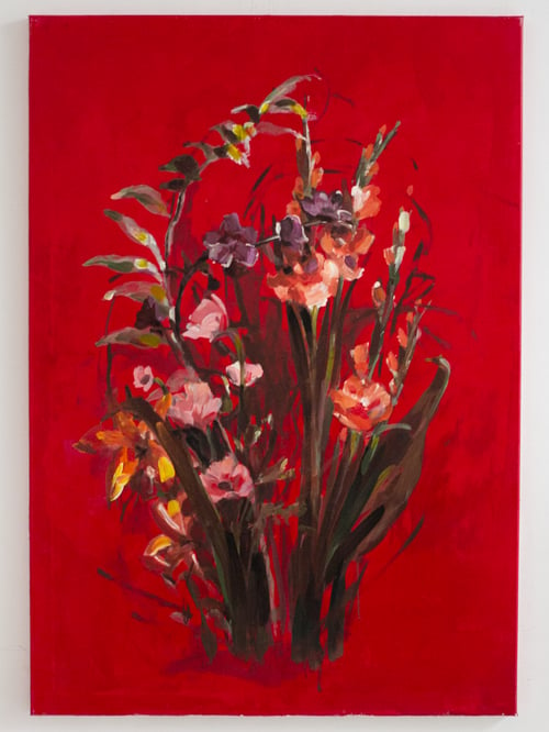 Image of bouquet on red (70x100 cm)